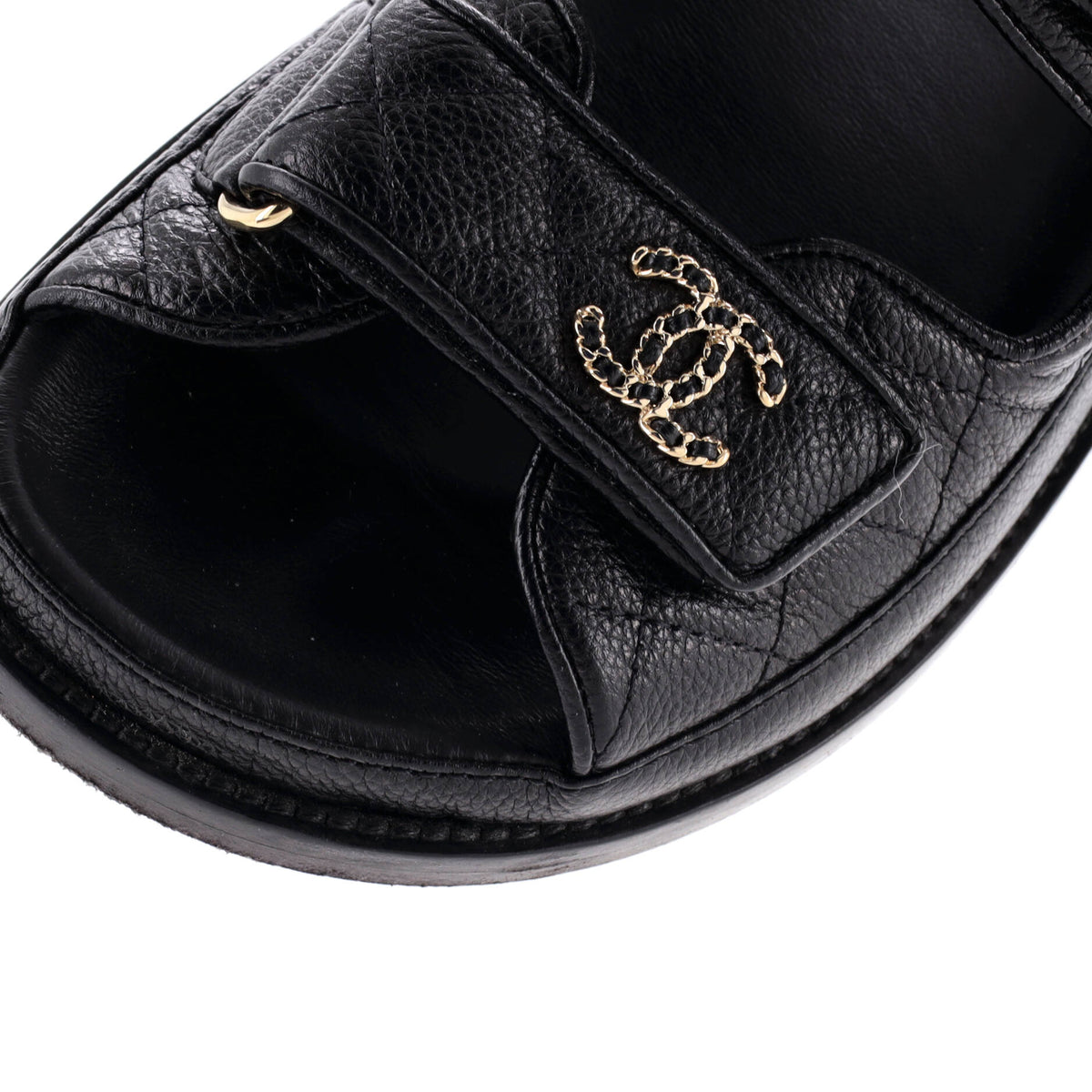 Women's Velcro Dad Sandals Quilted Leather