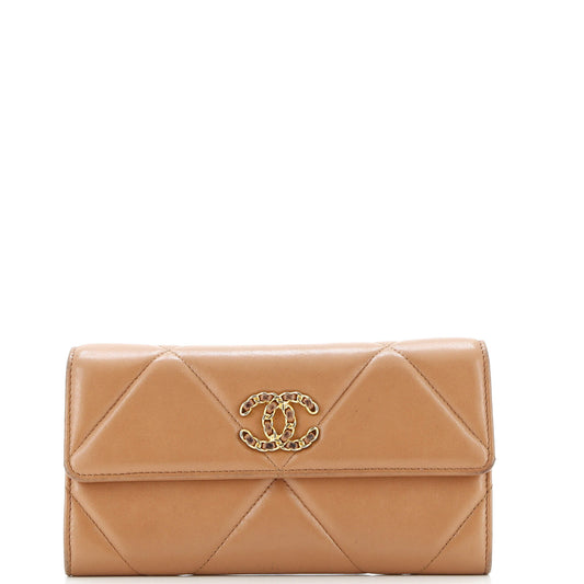 19 Flap Wallet Quilted Lambskin Long