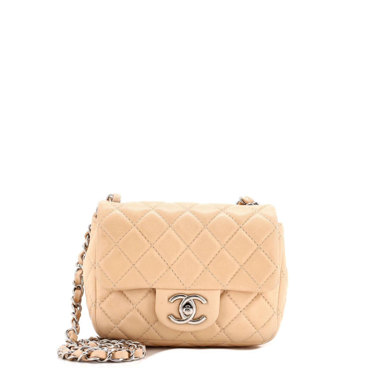 Square Classic Single Flap Bag Quilted Lambskin Mini