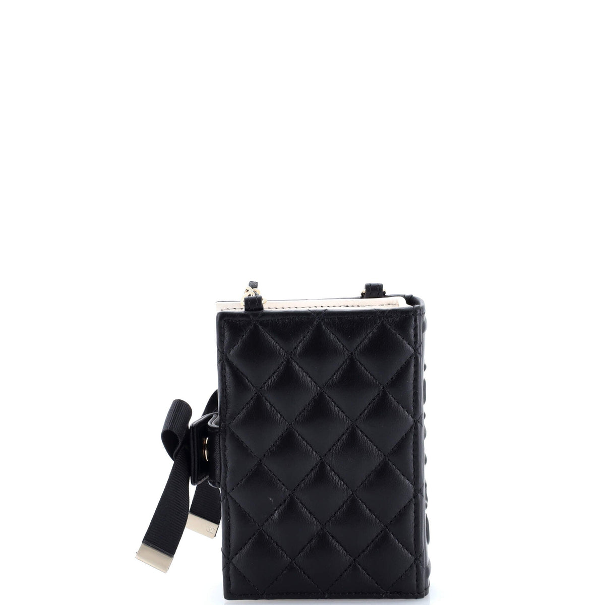 CC Book Card Holder with Chain Quilted Lambskin
