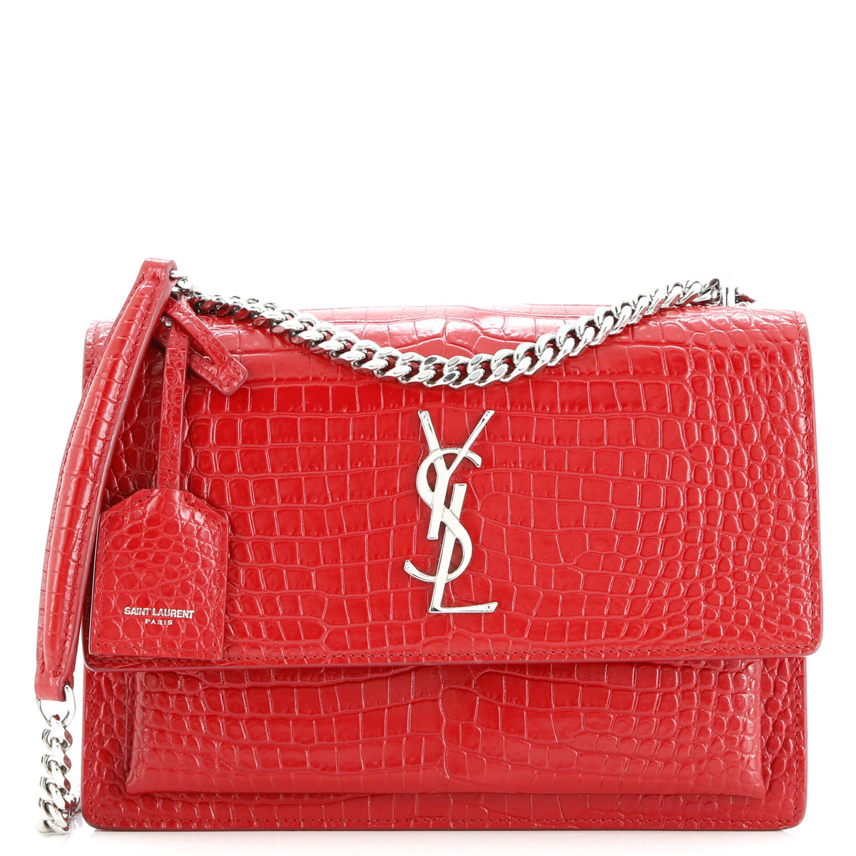 Sunset Crossbody Bag Crocodile Embossed Leather Medium