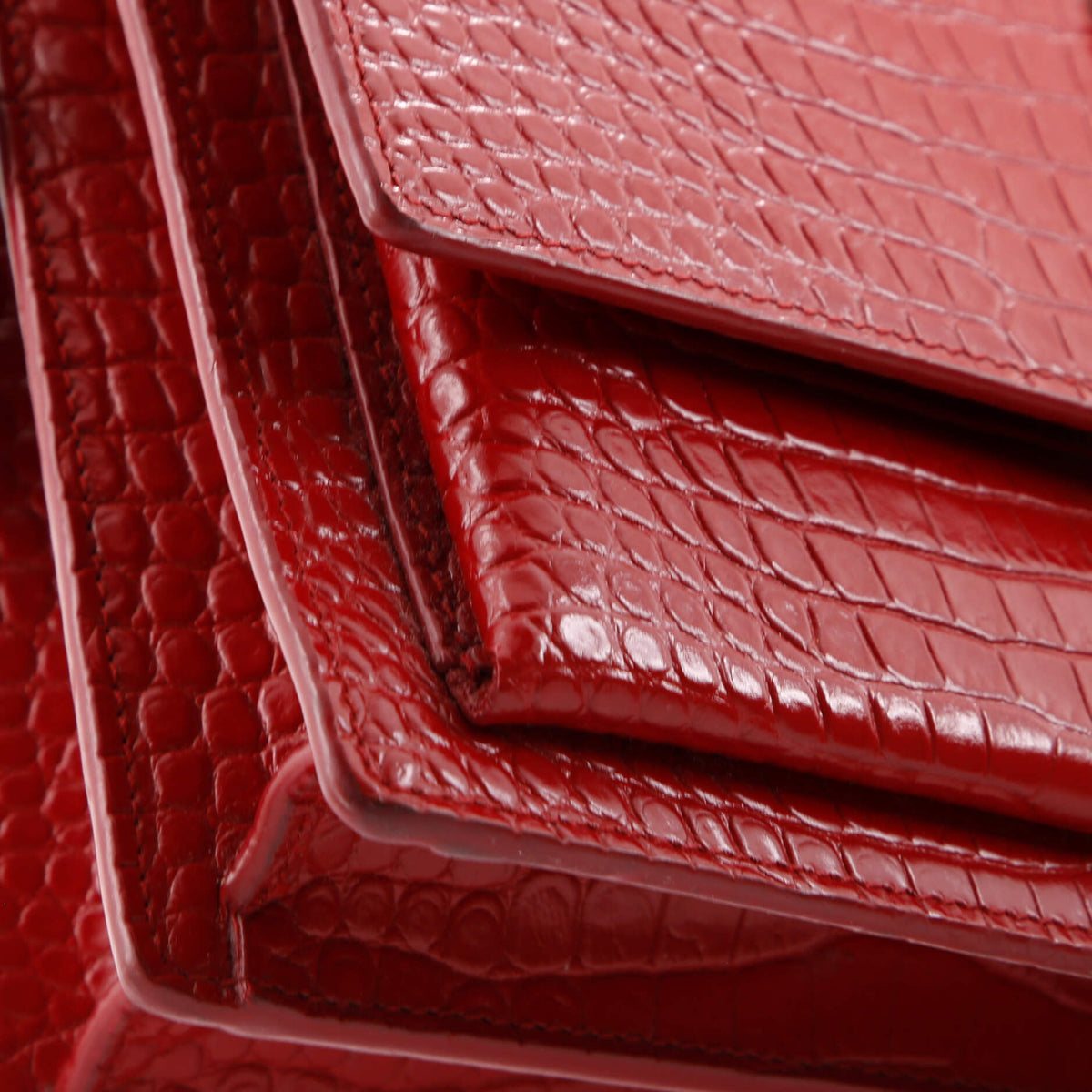 Sunset Crossbody Bag Crocodile Embossed Leather Medium