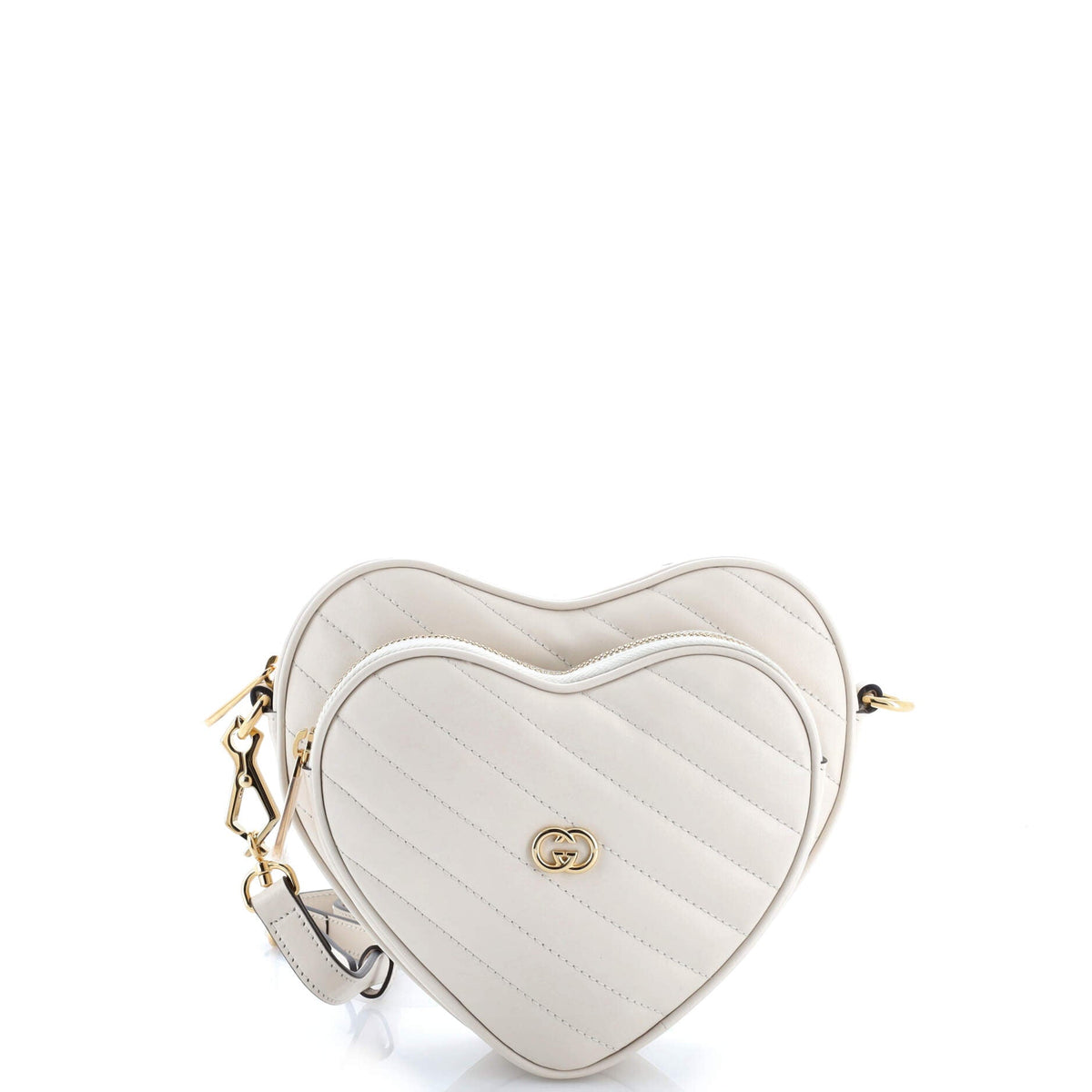 Interlocking G Heart Shoulder Bag Diagonal Quilted Leather Mini