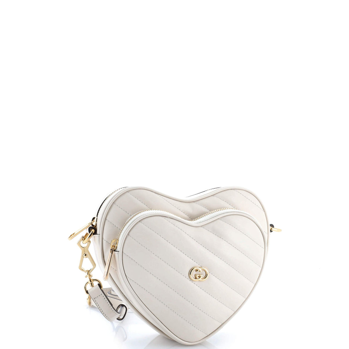 Interlocking G Heart Shoulder Bag Diagonal Quilted Leather Mini