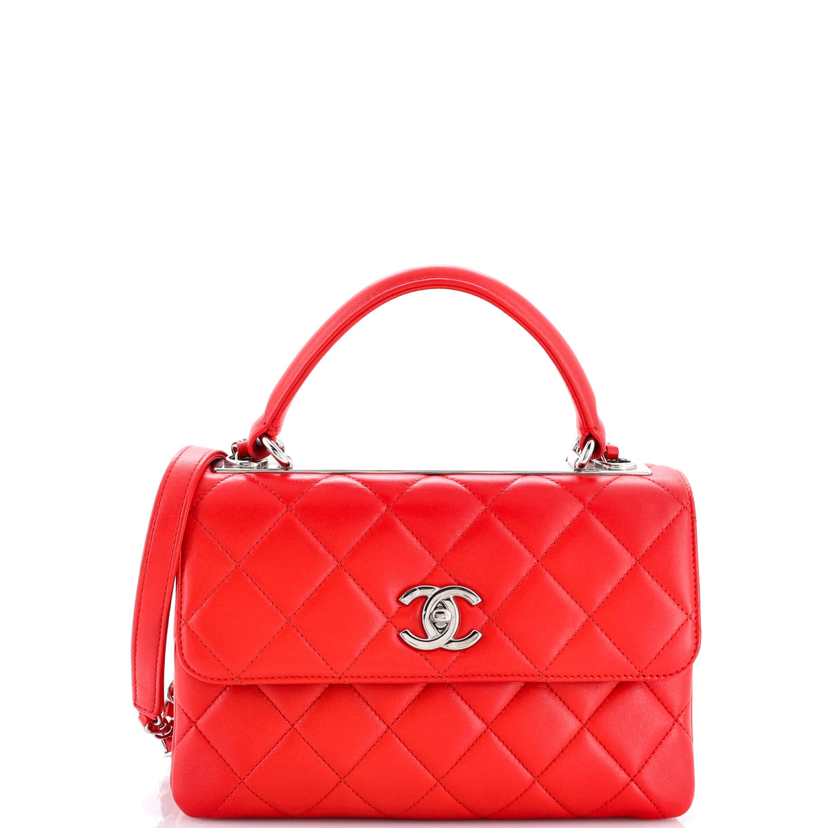 Trendy CC Top Handle Bag Quilted Lambskin Small