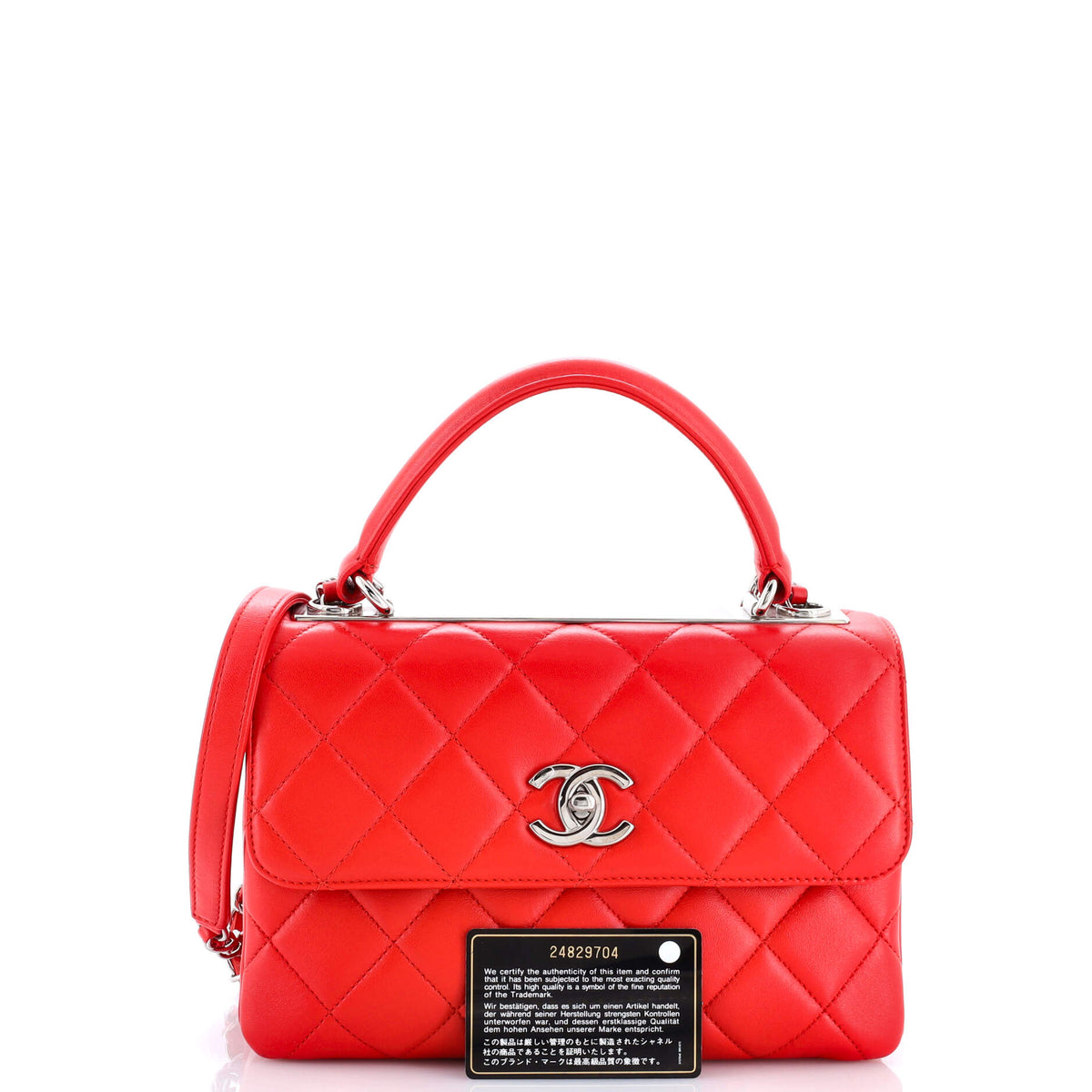 Trendy CC Top Handle Bag Quilted Lambskin Small