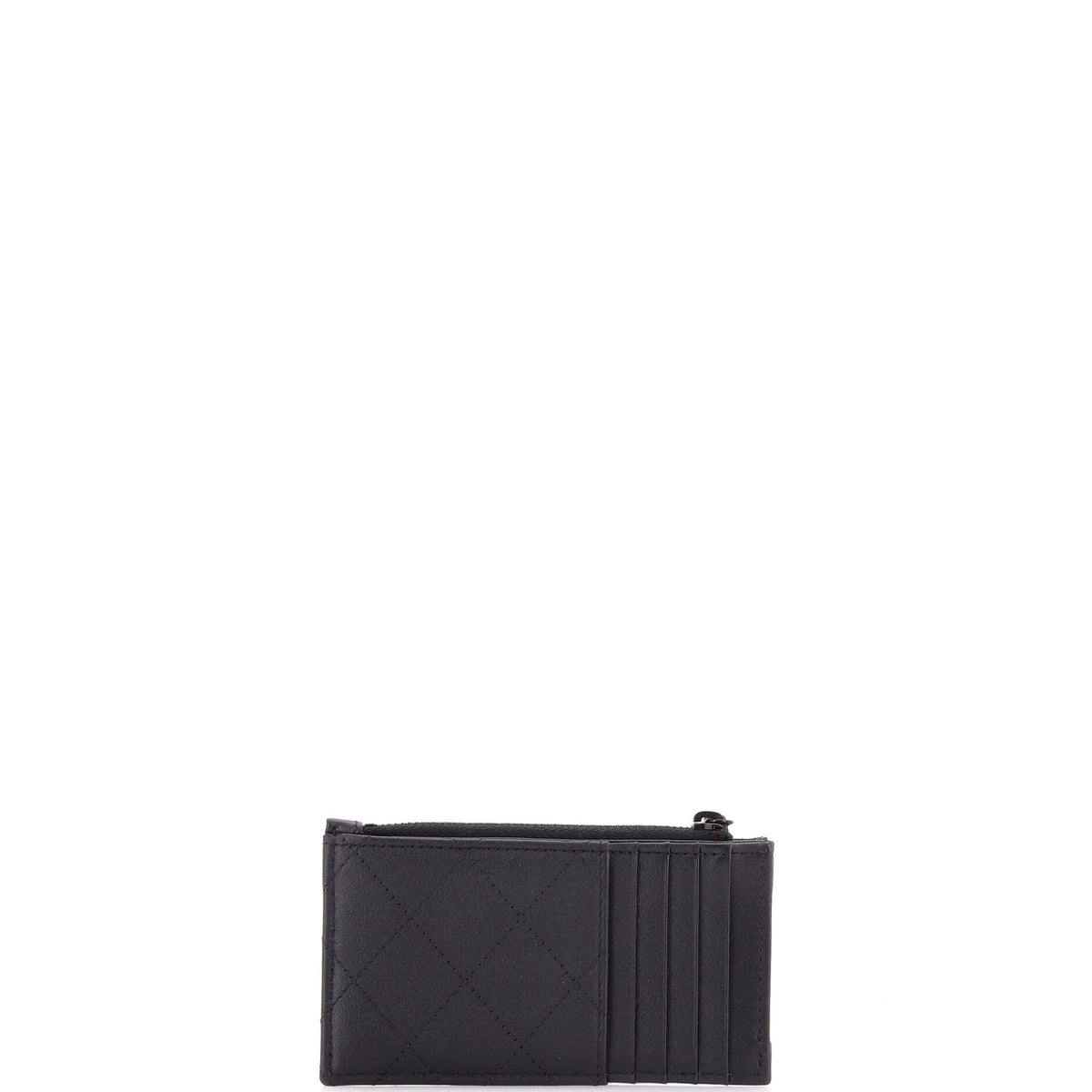 So Black CC Zip Card Holder Quilted Lambskin