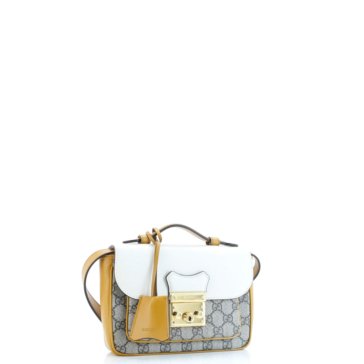Padlock Front Pocket Flap Shoulder Bag GG Coated Canvas and Leather Mini
