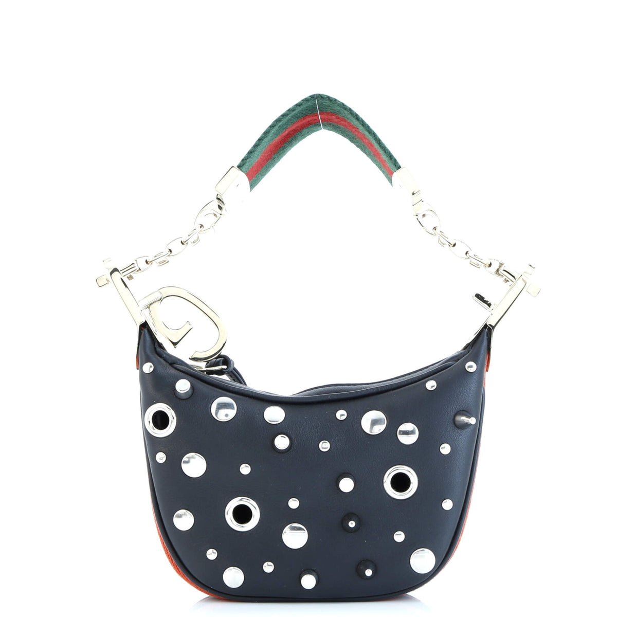 Attache Shoulder Bag Grommet Embellished Leather Mini