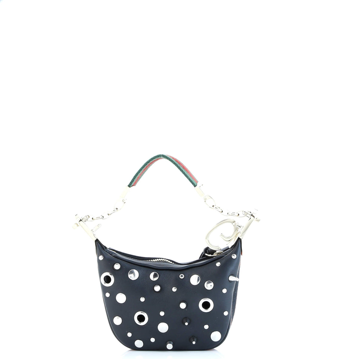 Attache Shoulder Bag Grommet Embellished Leather Mini