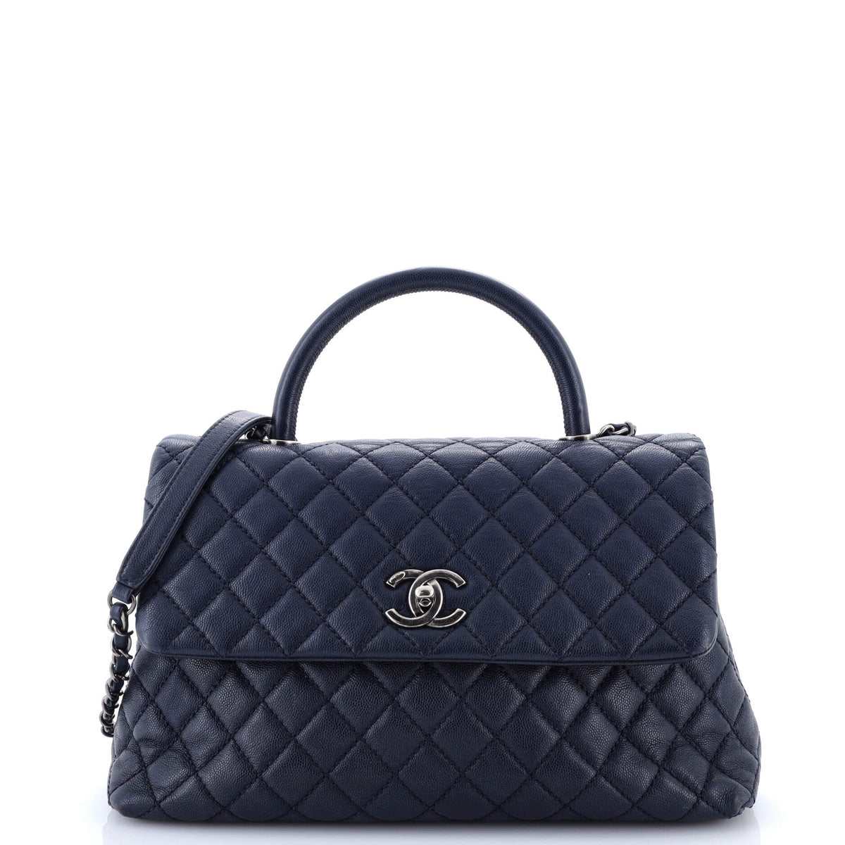 Coco Top Handle Bag Quilted Caviar Medium