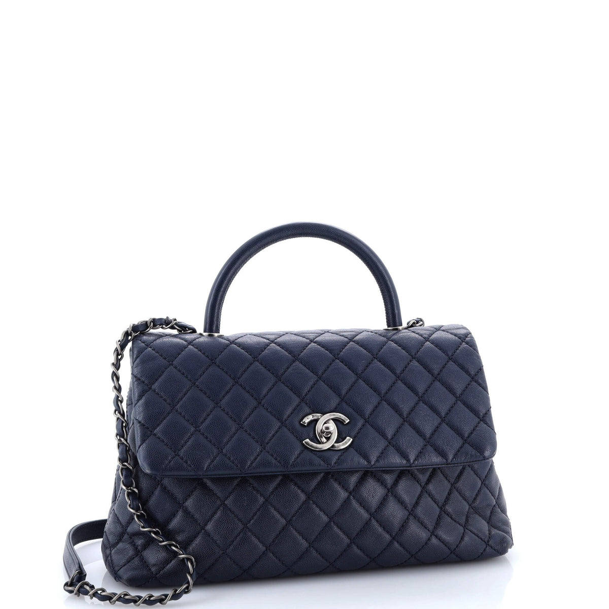 Coco Top Handle Bag Quilted Caviar Medium