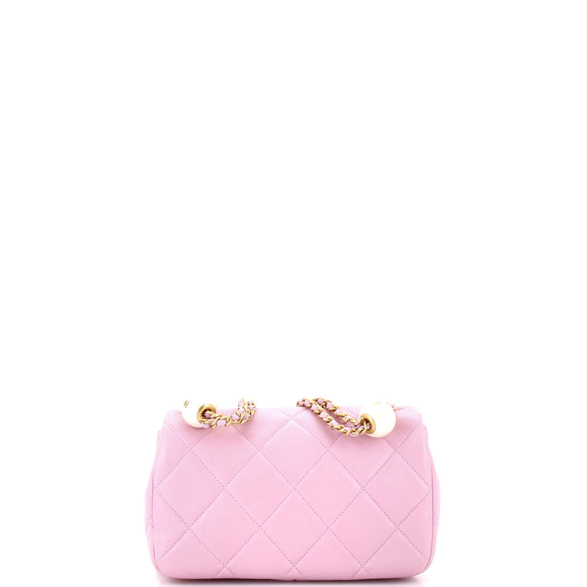 Twin Pearl Adjustable Chain Flap Bag Quilted Lambskin Mini