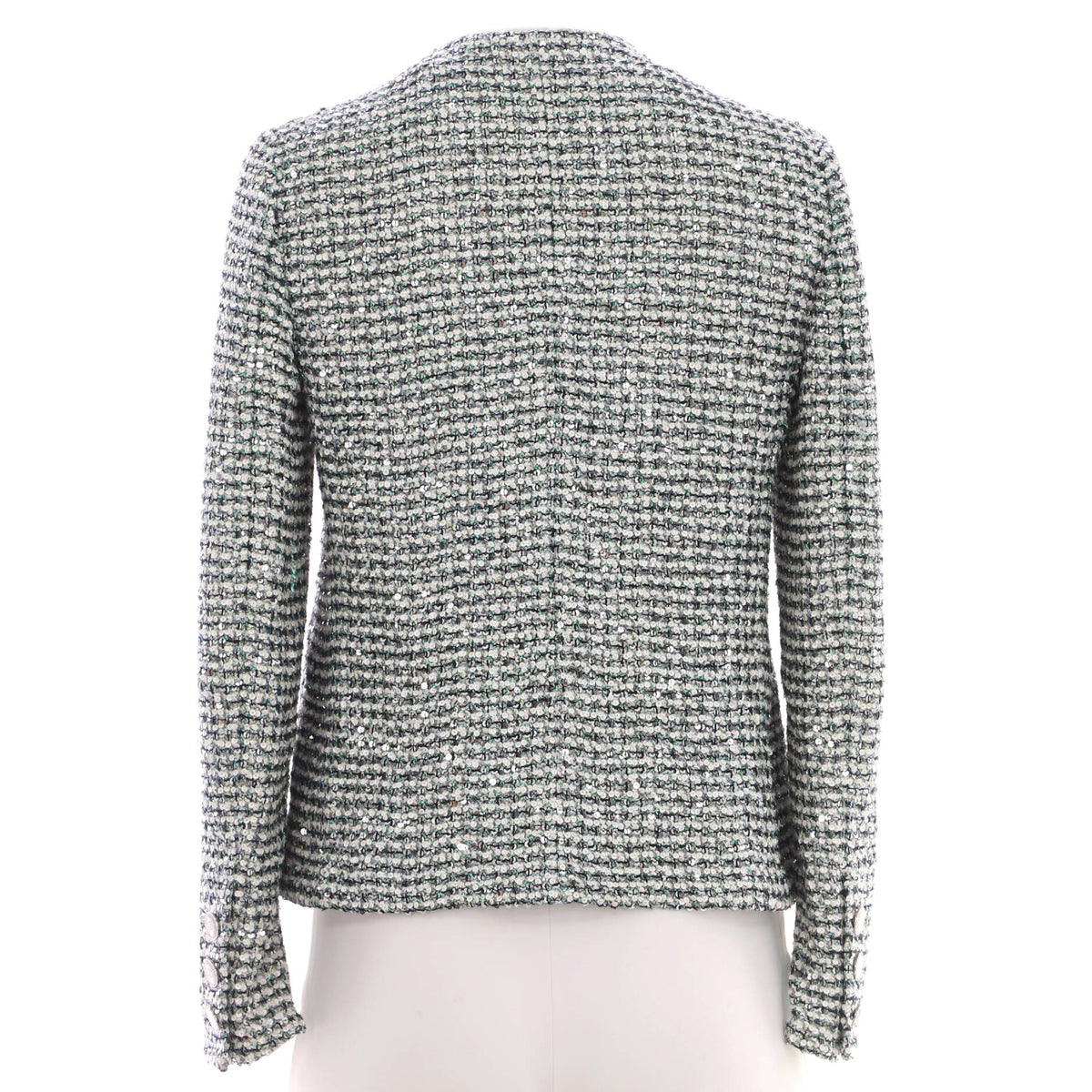 Women's Collarless Jacket Tweed with Sequins