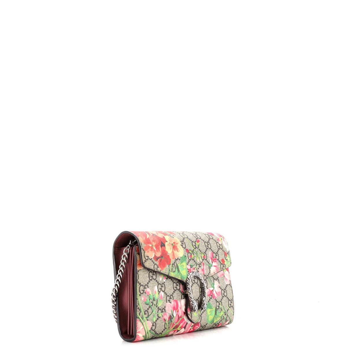 Dionysus Chain Wallet Blooms Print GG Coated Canvas Small