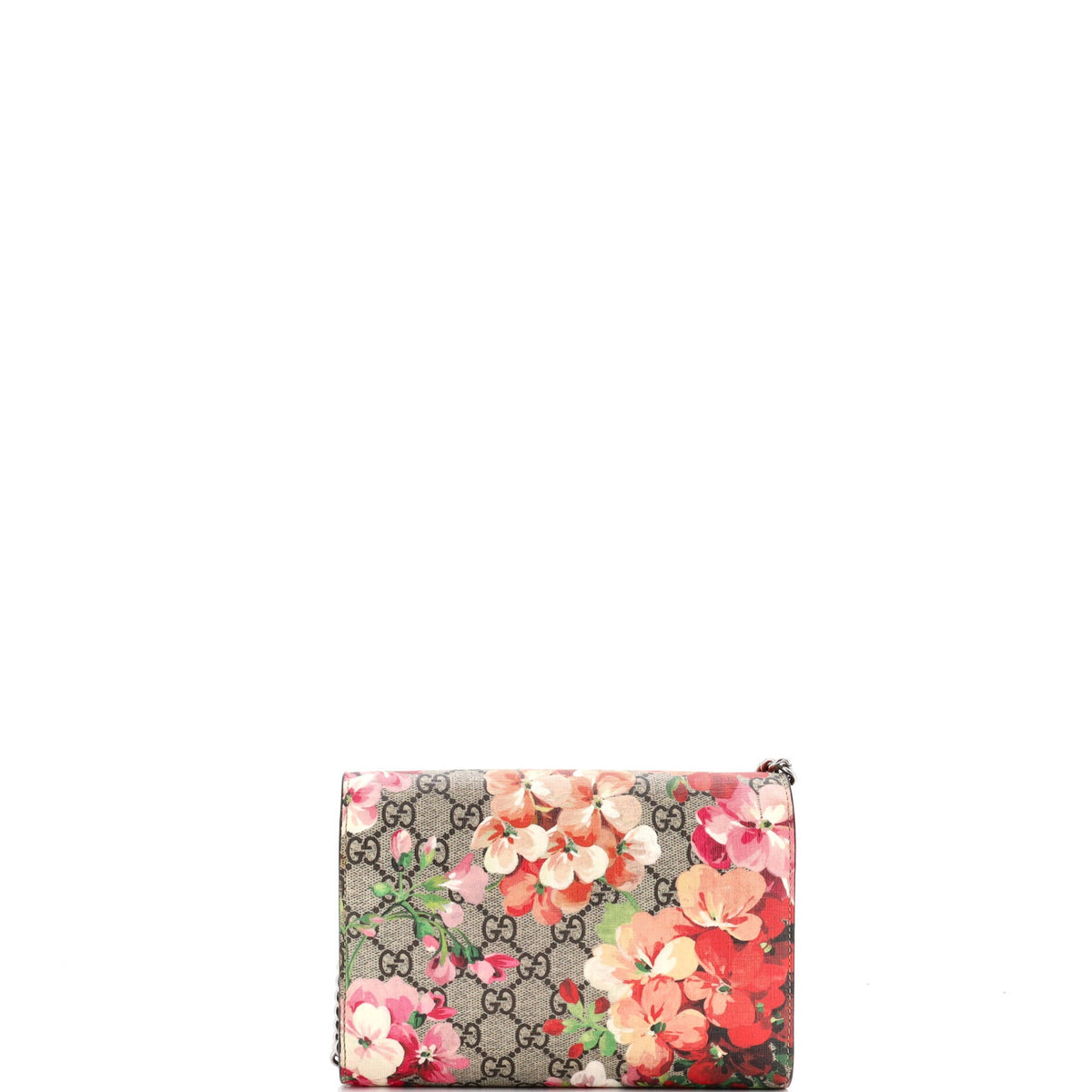 Dionysus Chain Wallet Blooms Print GG Coated Canvas Small