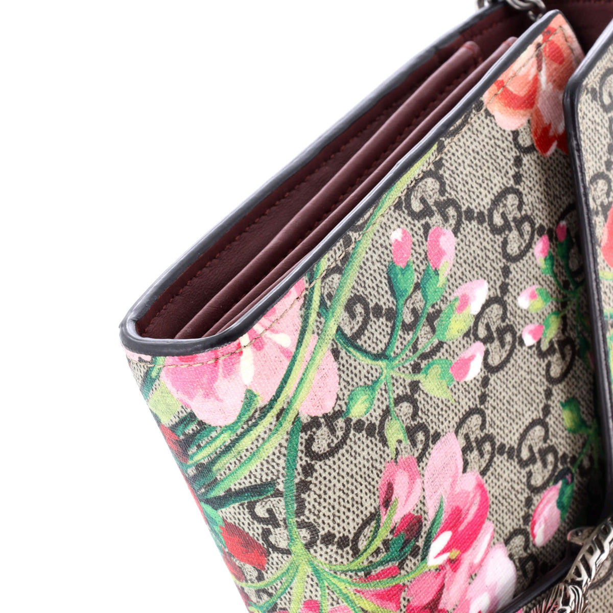 Dionysus Chain Wallet Blooms Print GG Coated Canvas Small