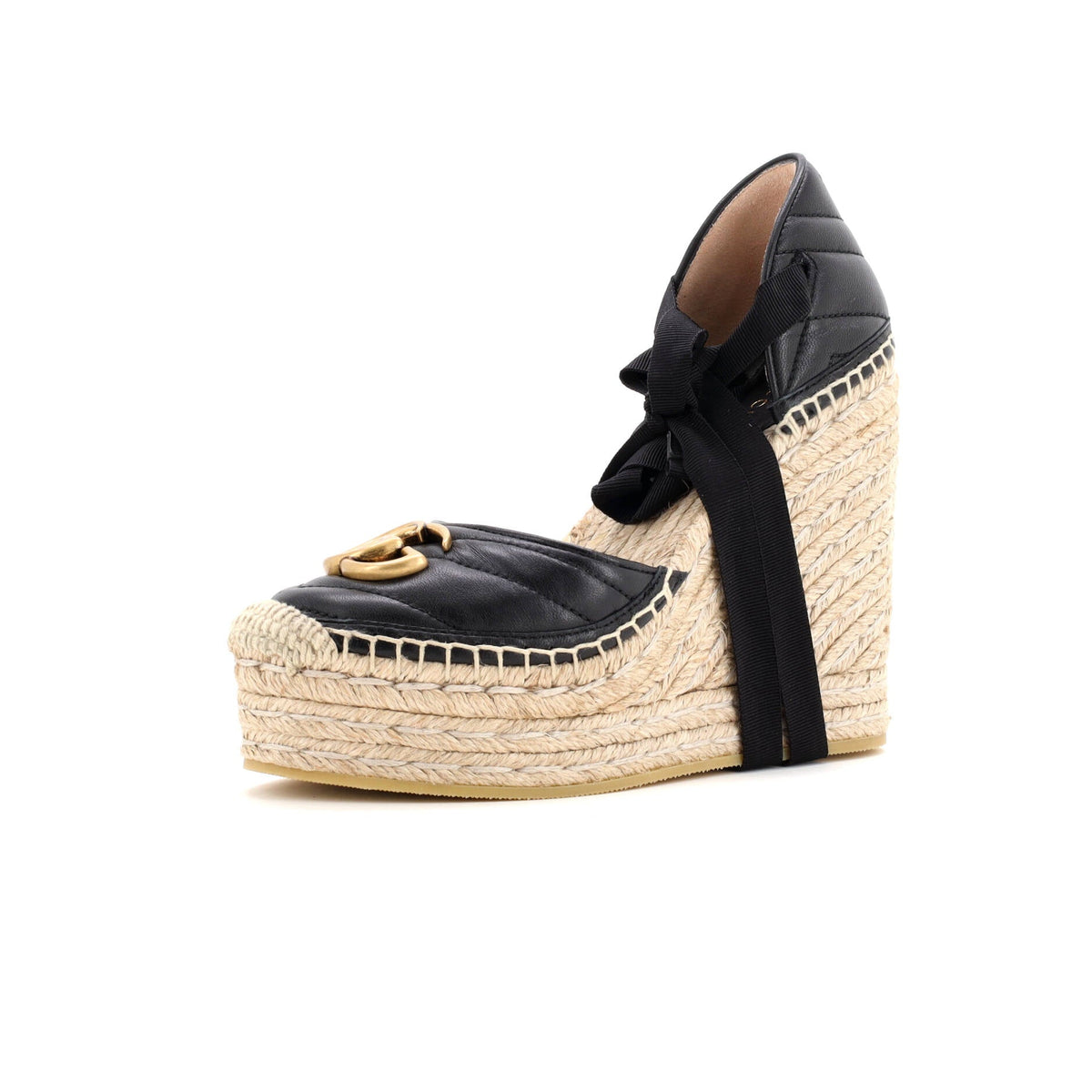 Women's GG Marmont Wedge Espadrilles Matelasse Leather