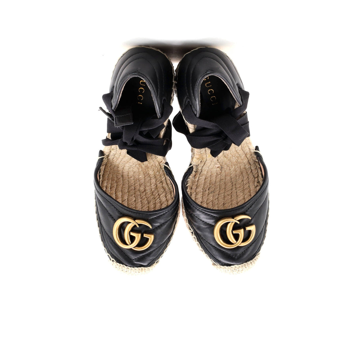 Women's GG Marmont Wedge Espadrilles Matelasse Leather