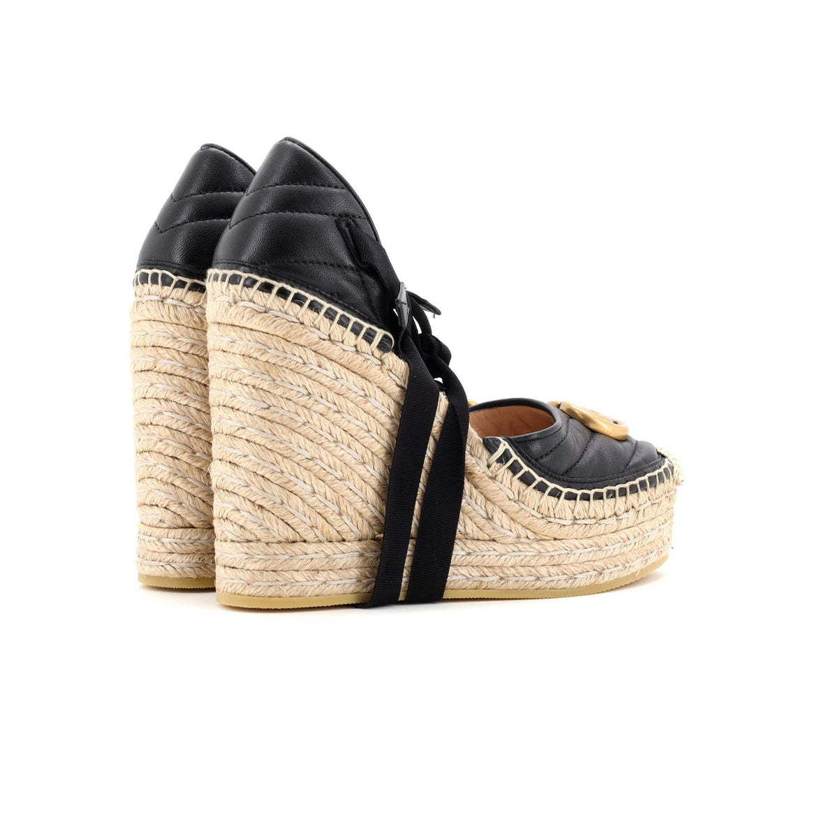 Women's GG Marmont Wedge Espadrilles Matelasse Leather