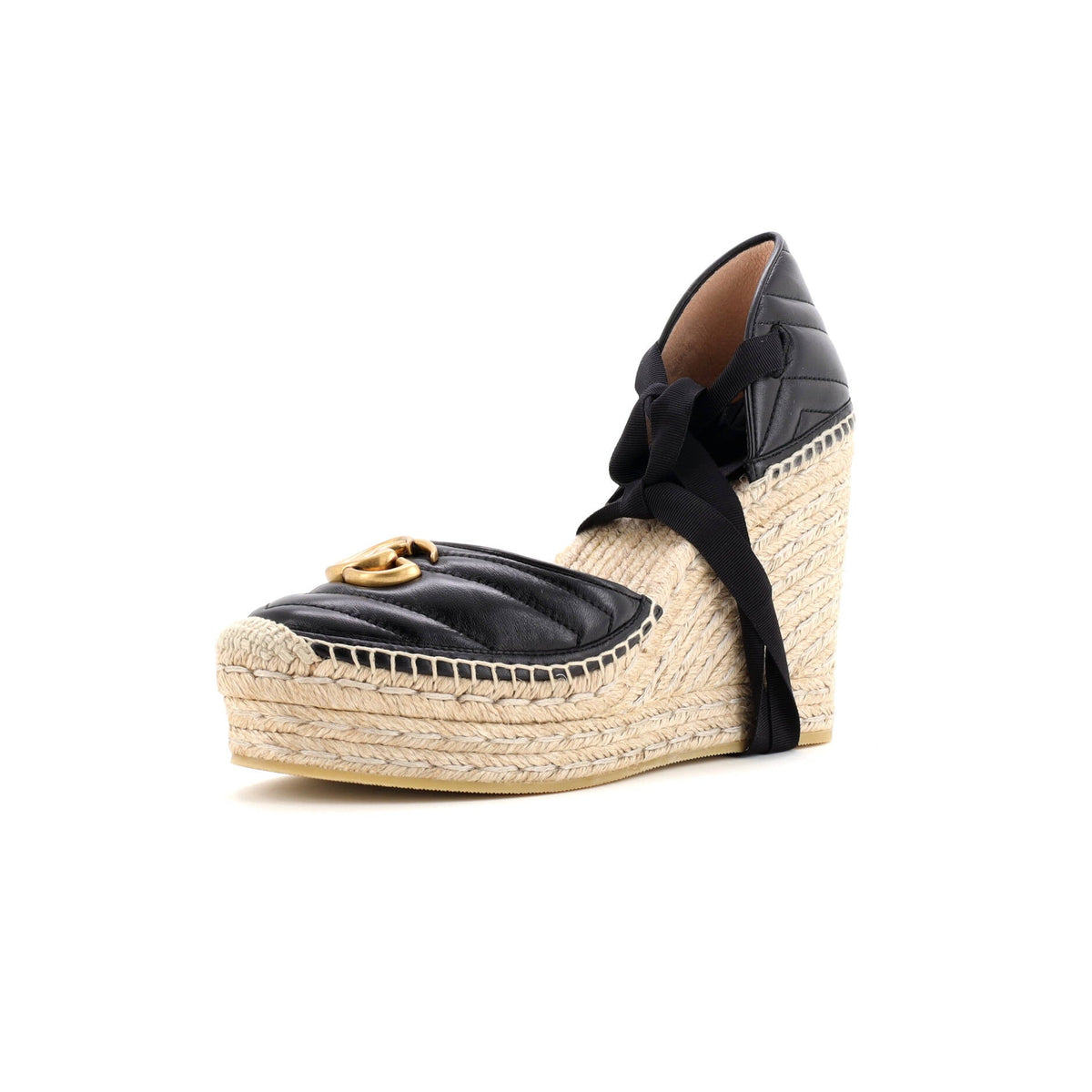Women's GG Marmont Wedge Espadrilles Matelasse Leather