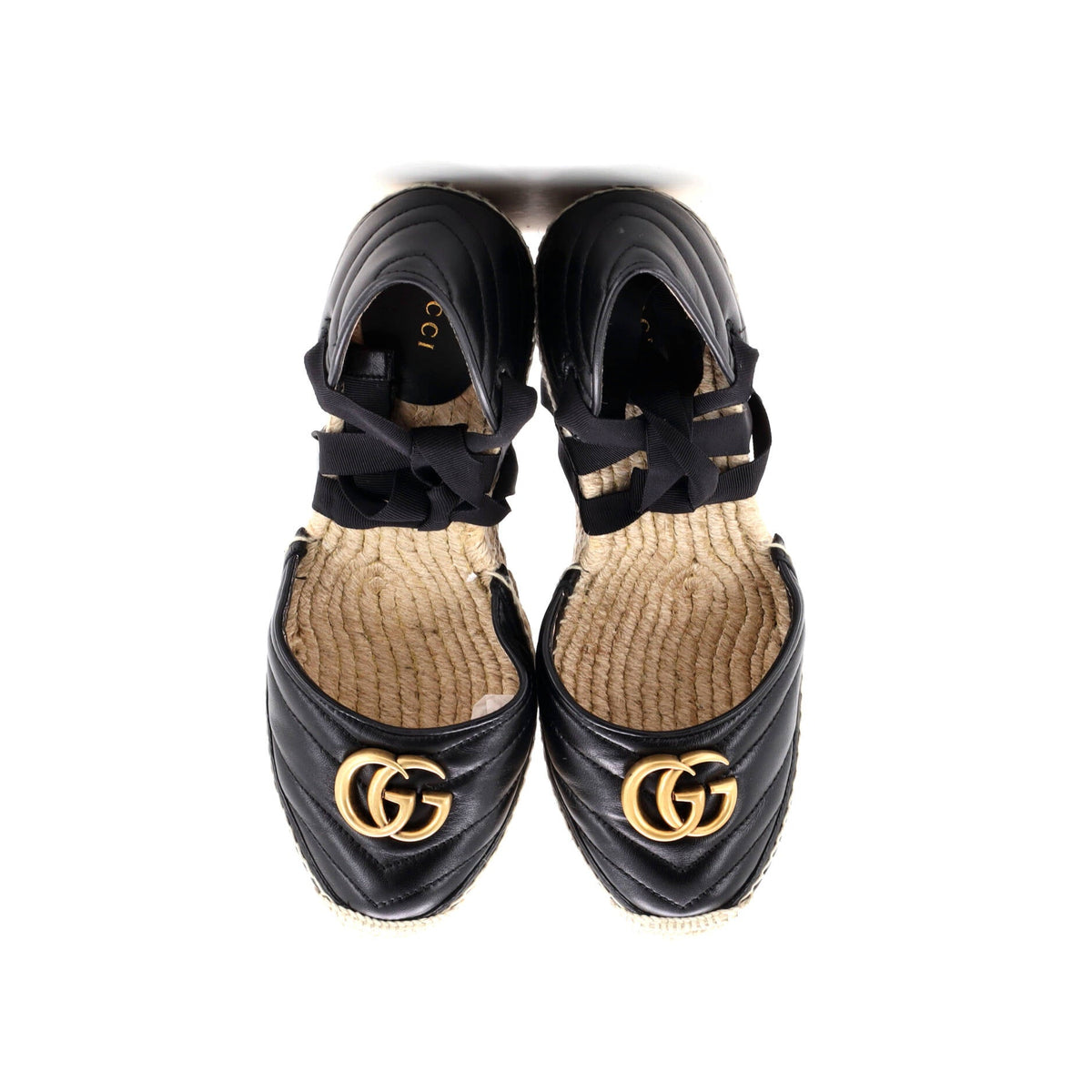 Women's GG Marmont Wedge Espadrilles Matelasse Leather