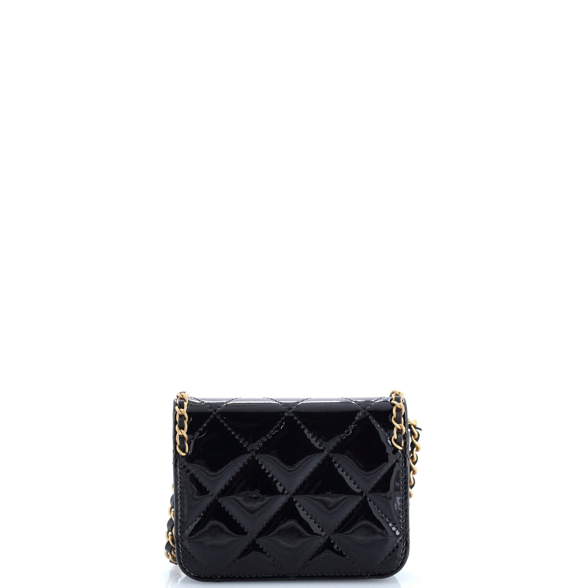Heart Chain Flap Bag Quilted Patent Mini