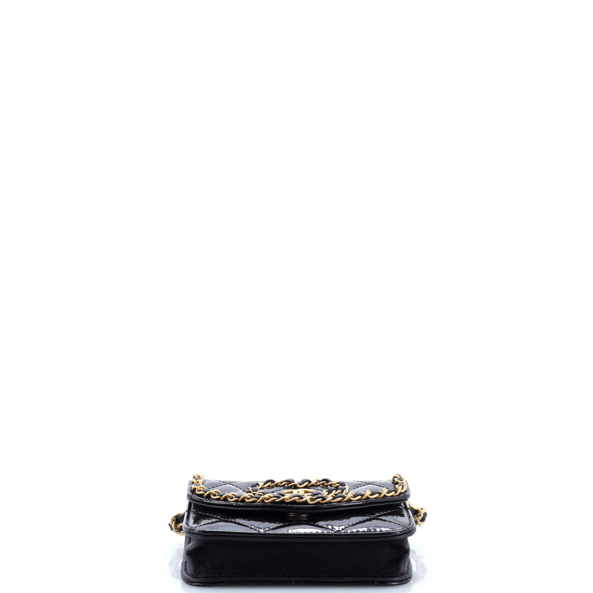 Heart Chain Flap Bag Quilted Patent Mini