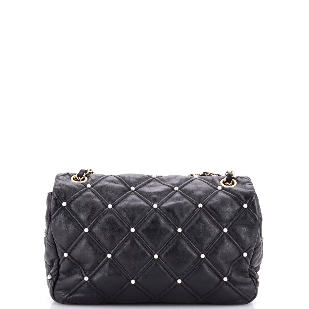 CC Flap Bag Pearl Studded Quilted Lambskin Medium