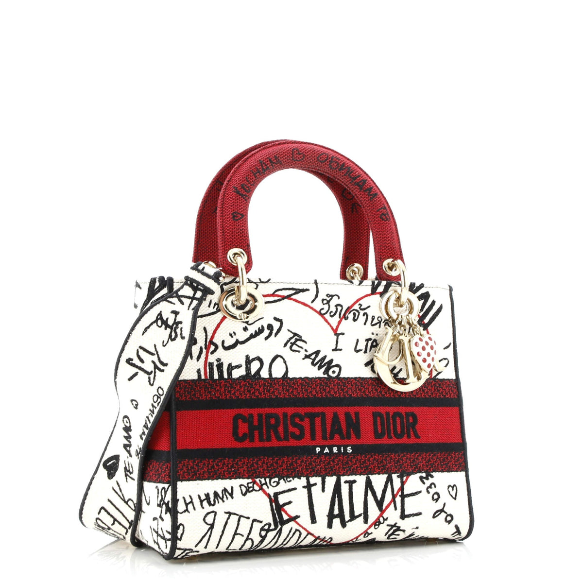 Lady D-Lite Bag Embroidered Canvas Medium