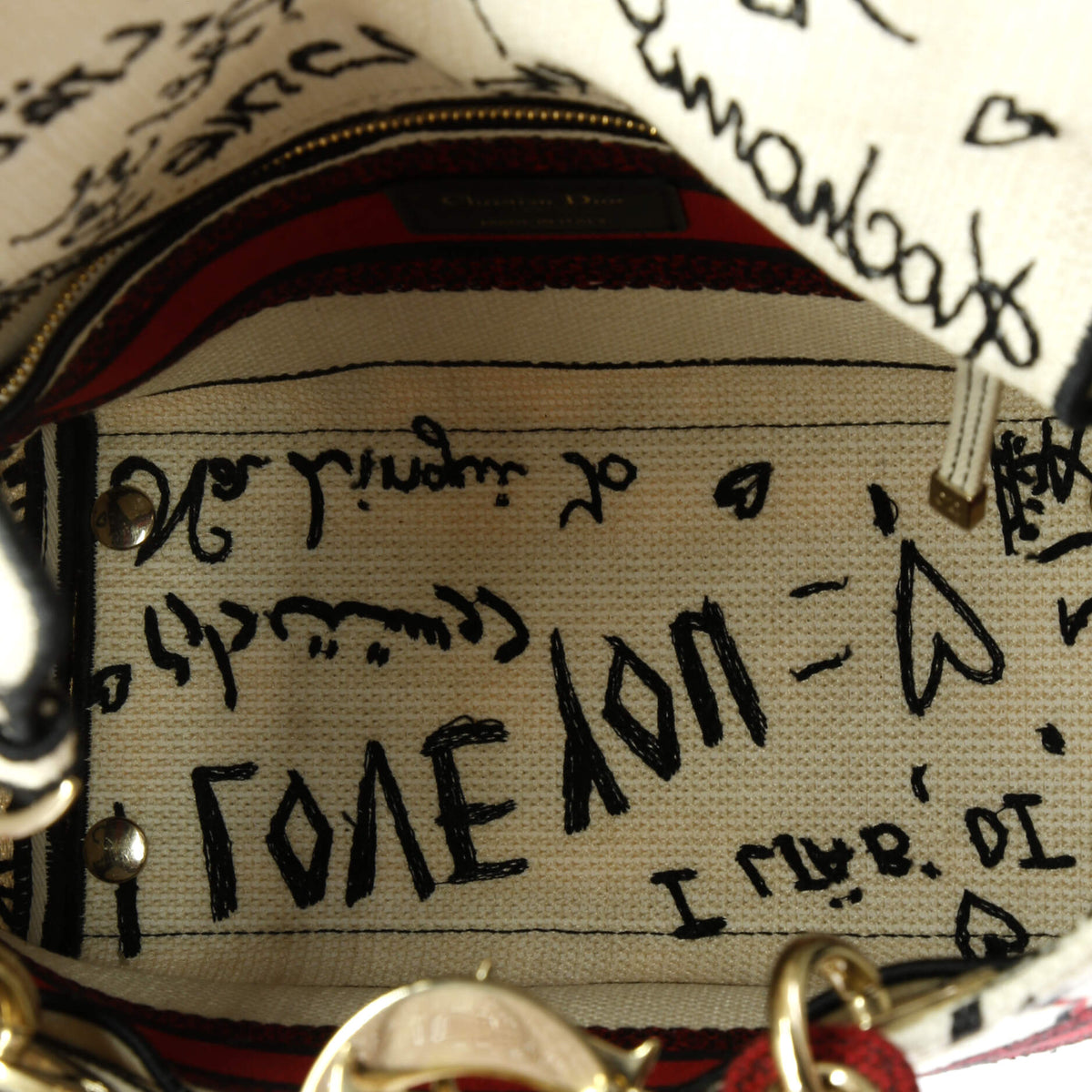 Lady D-Lite Bag Embroidered Canvas Medium