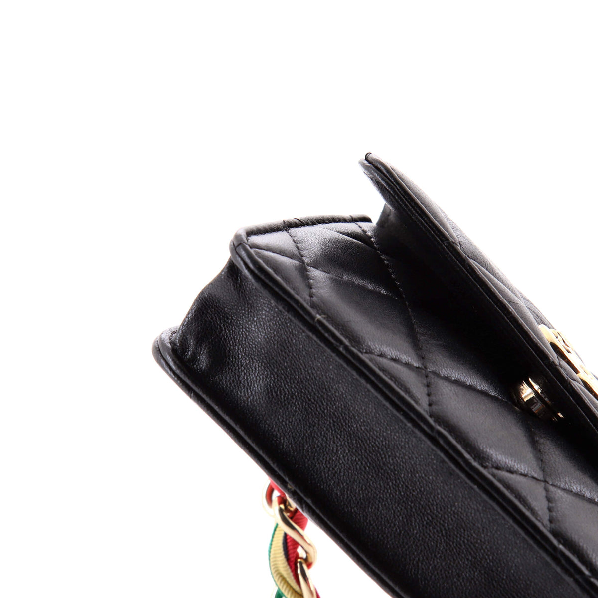 Ribbon Chain Belt Bag Quilted Lambskin