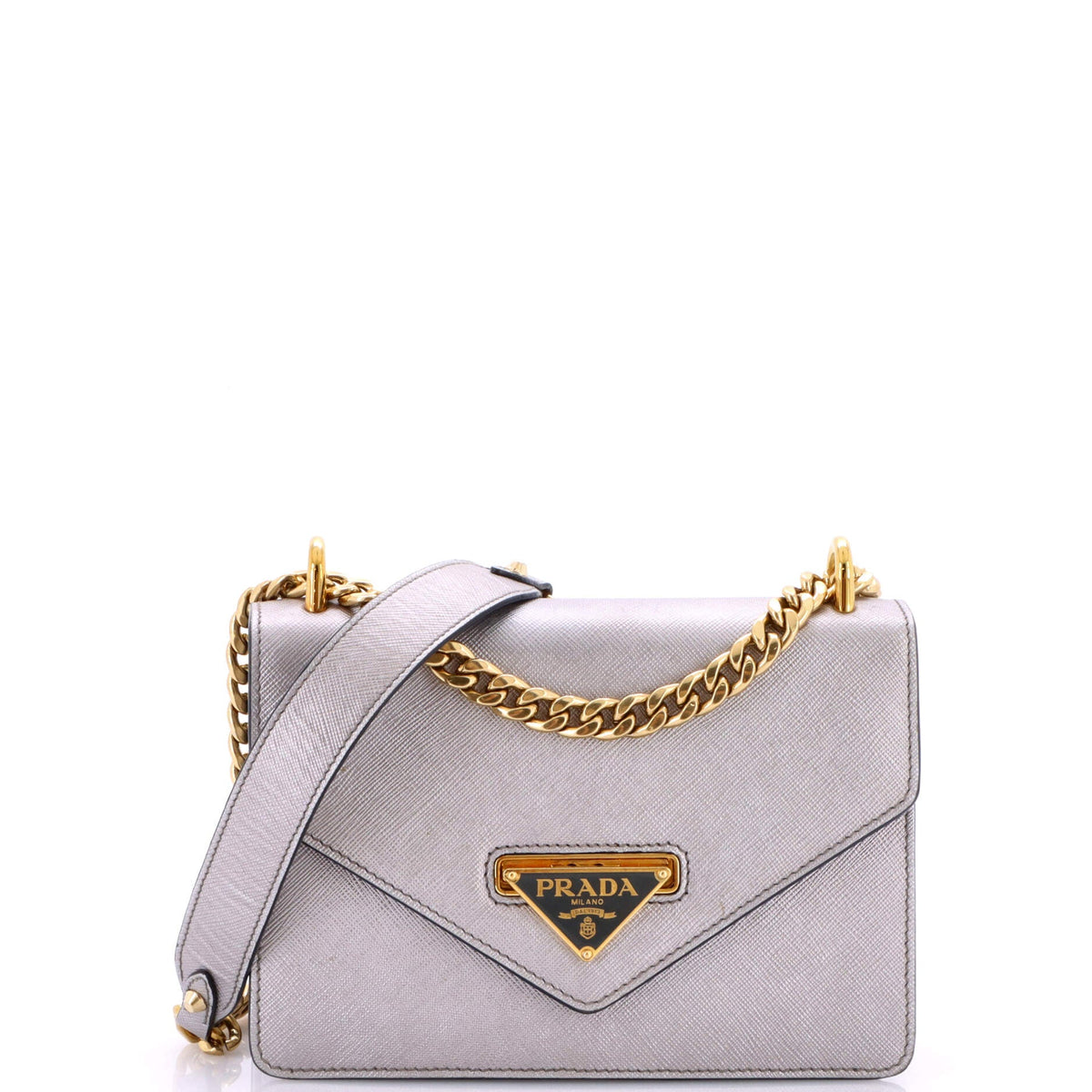 Envelope Flap Chain Shoulder bag Saffiano Leather Small