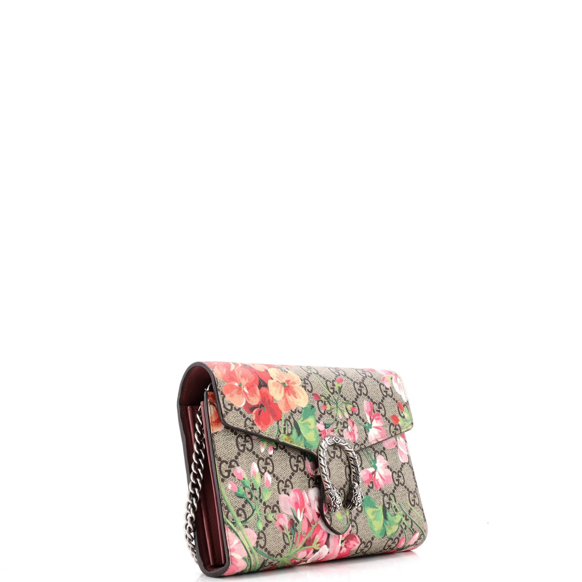 Dionysus Chain Wallet Blooms Print GG Coated Canvas Small