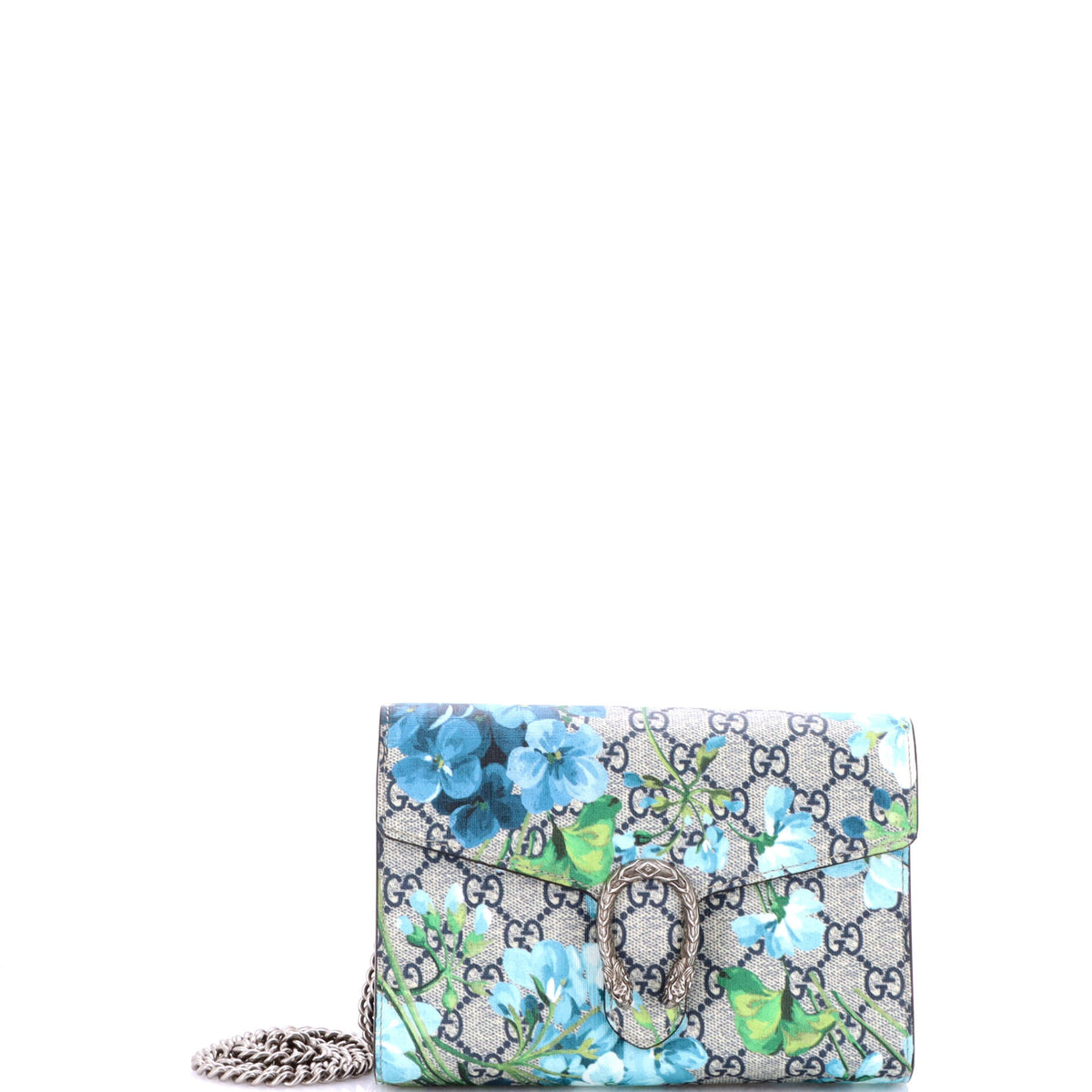 Dionysus Chain Wallet Blooms Print GG Coated Canvas Small