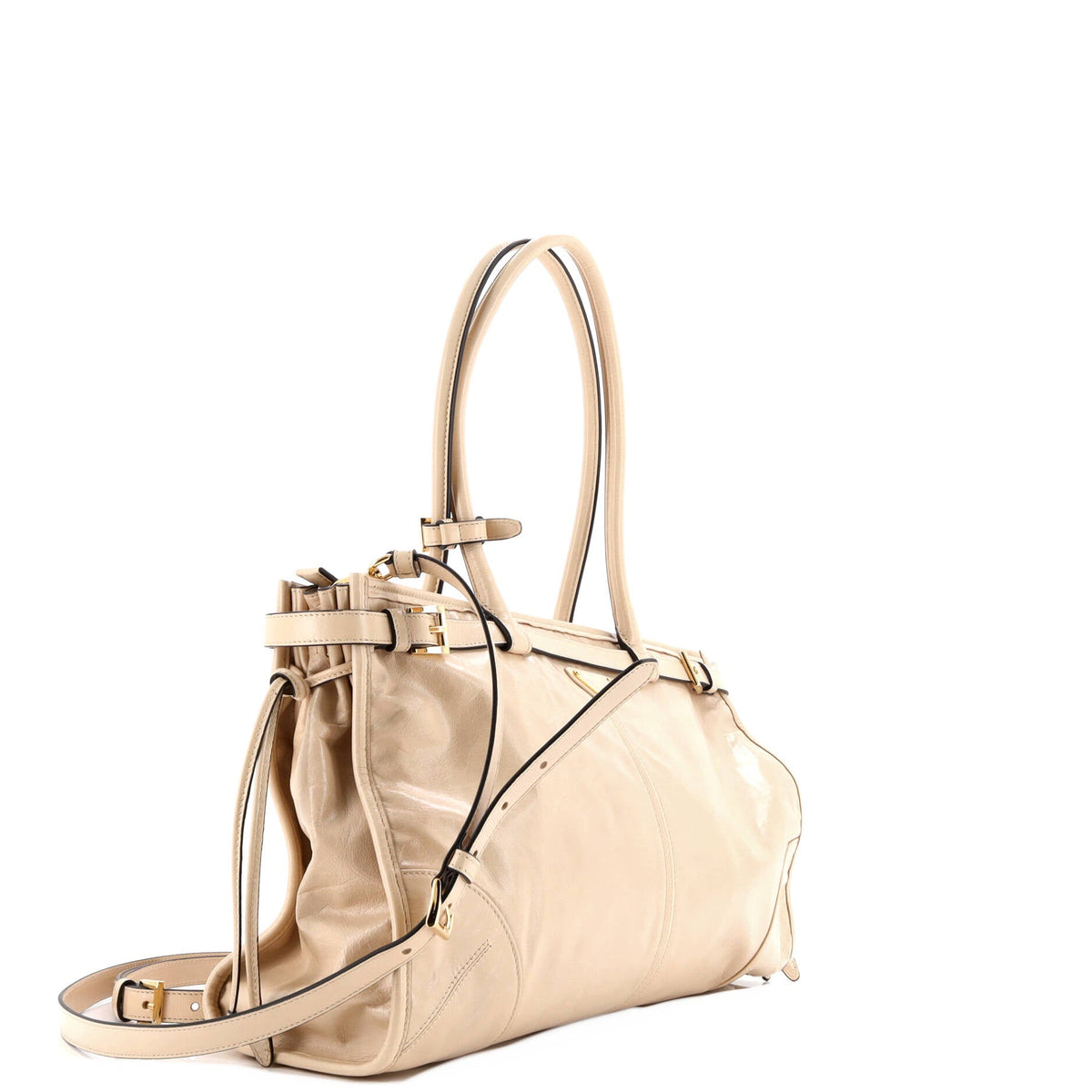 Belted Convertible Shoulder Bag Vitello Shine Large