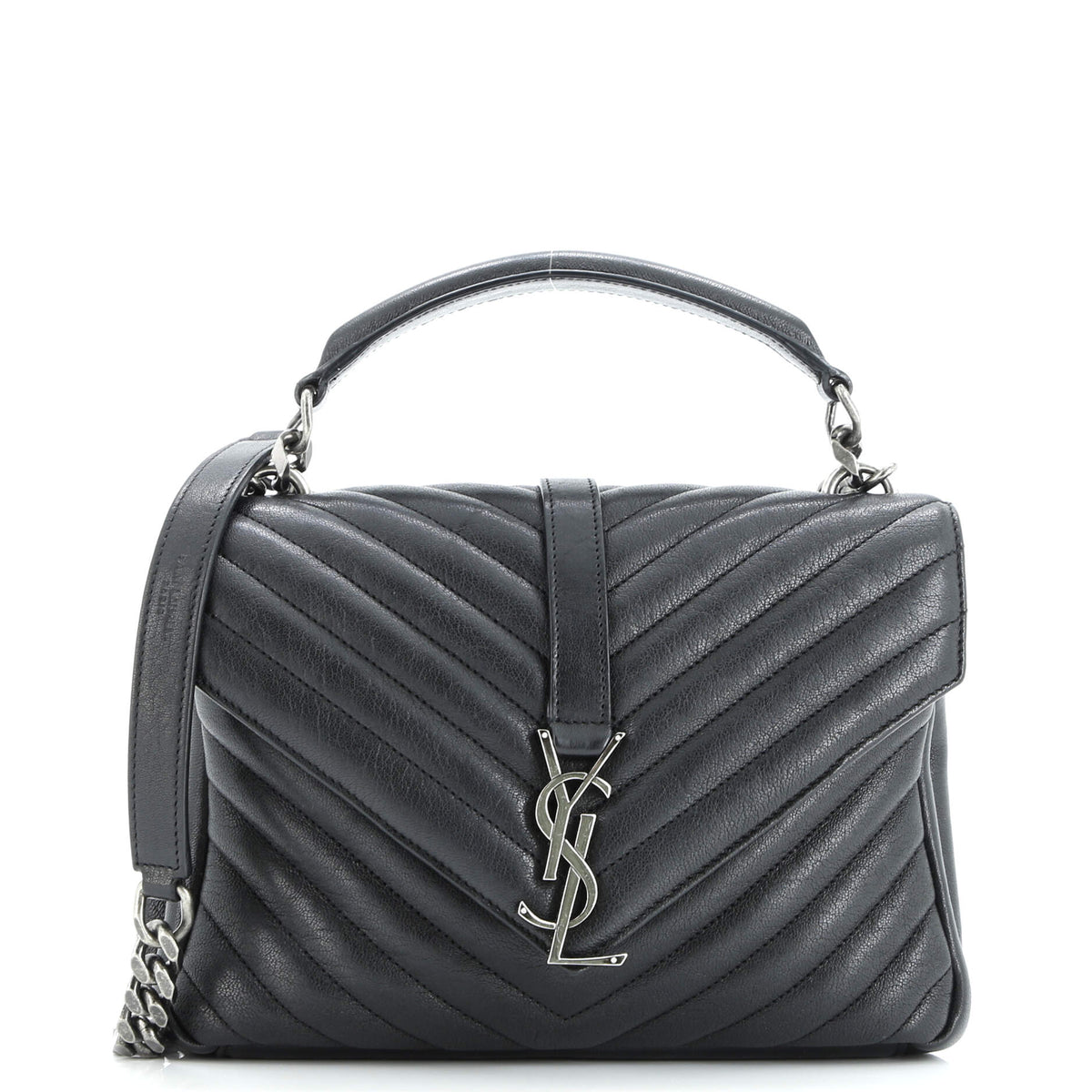 Classic Monogram College Bag Matelasse Chevron Leather Medium
