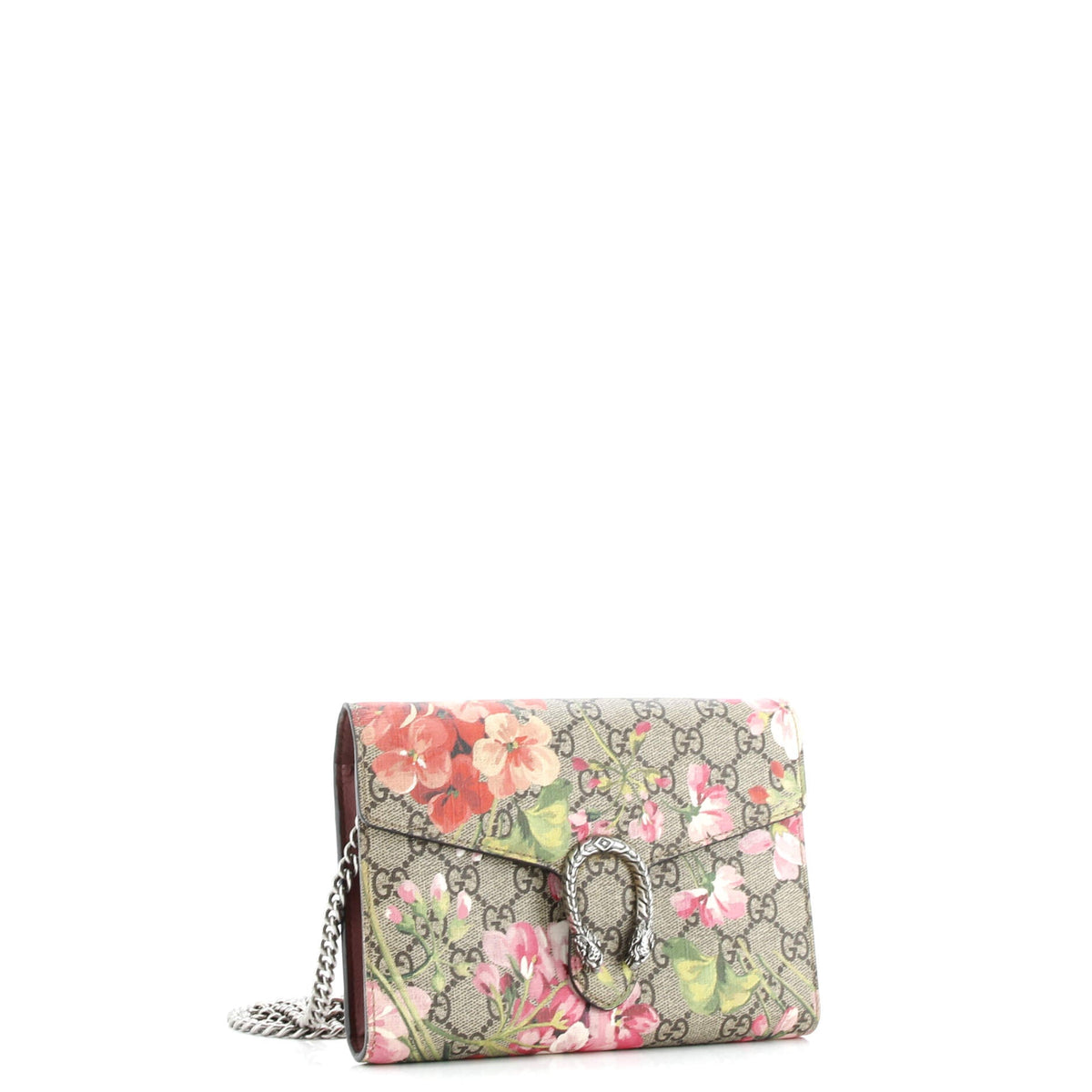 Dionysus Chain Wallet Blooms Print GG Coated Canvas Small