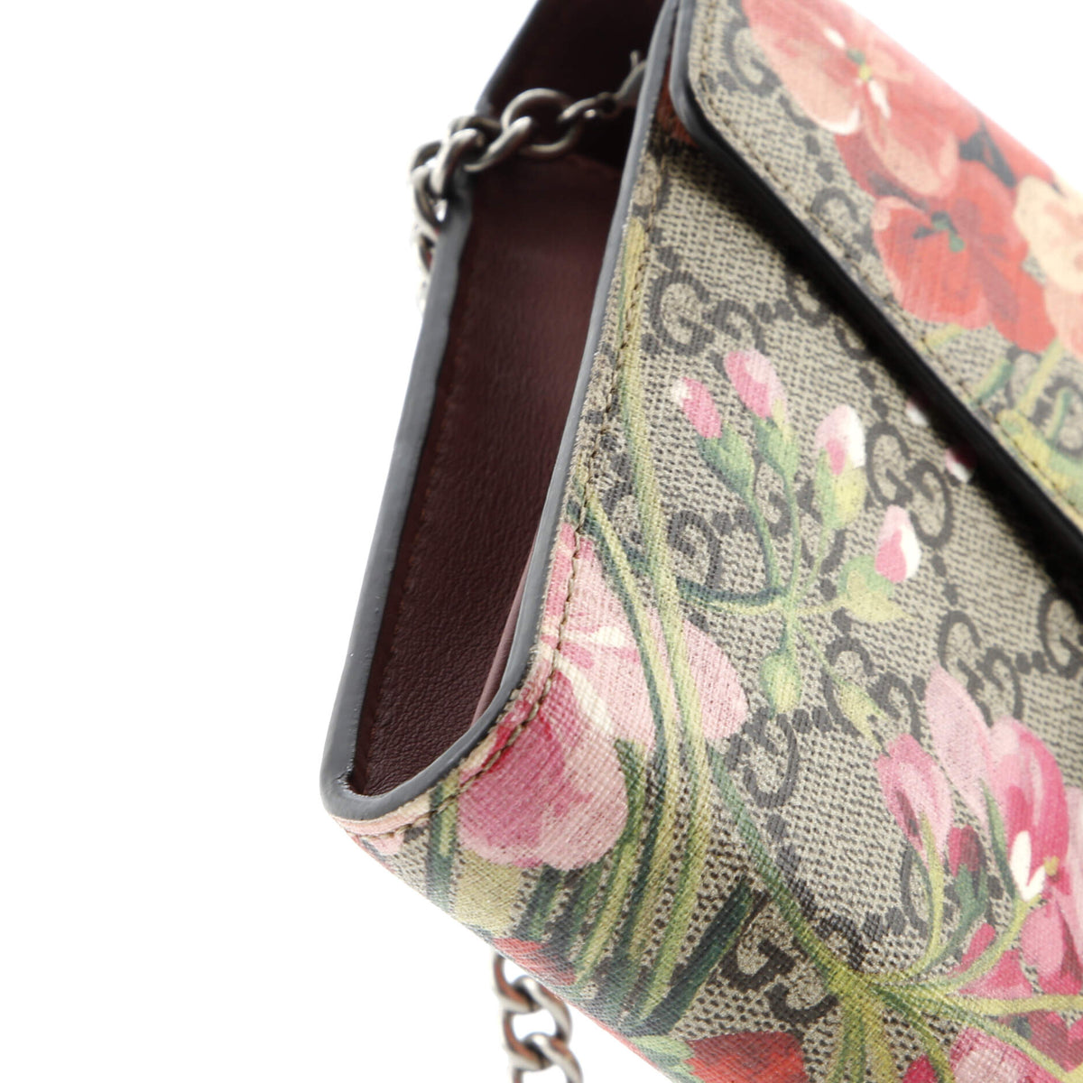 Dionysus Chain Wallet Blooms Print GG Coated Canvas Small