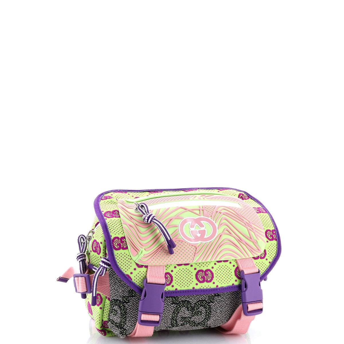 Buckle Flap Chest Strap Backpack GG Fabric with Rubber
