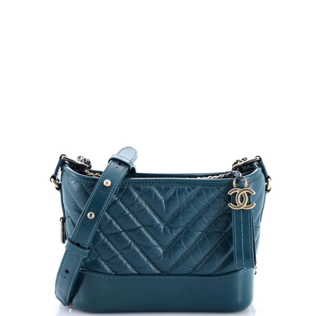 Gabrielle Hobo Chevron Aged Calfskin Small