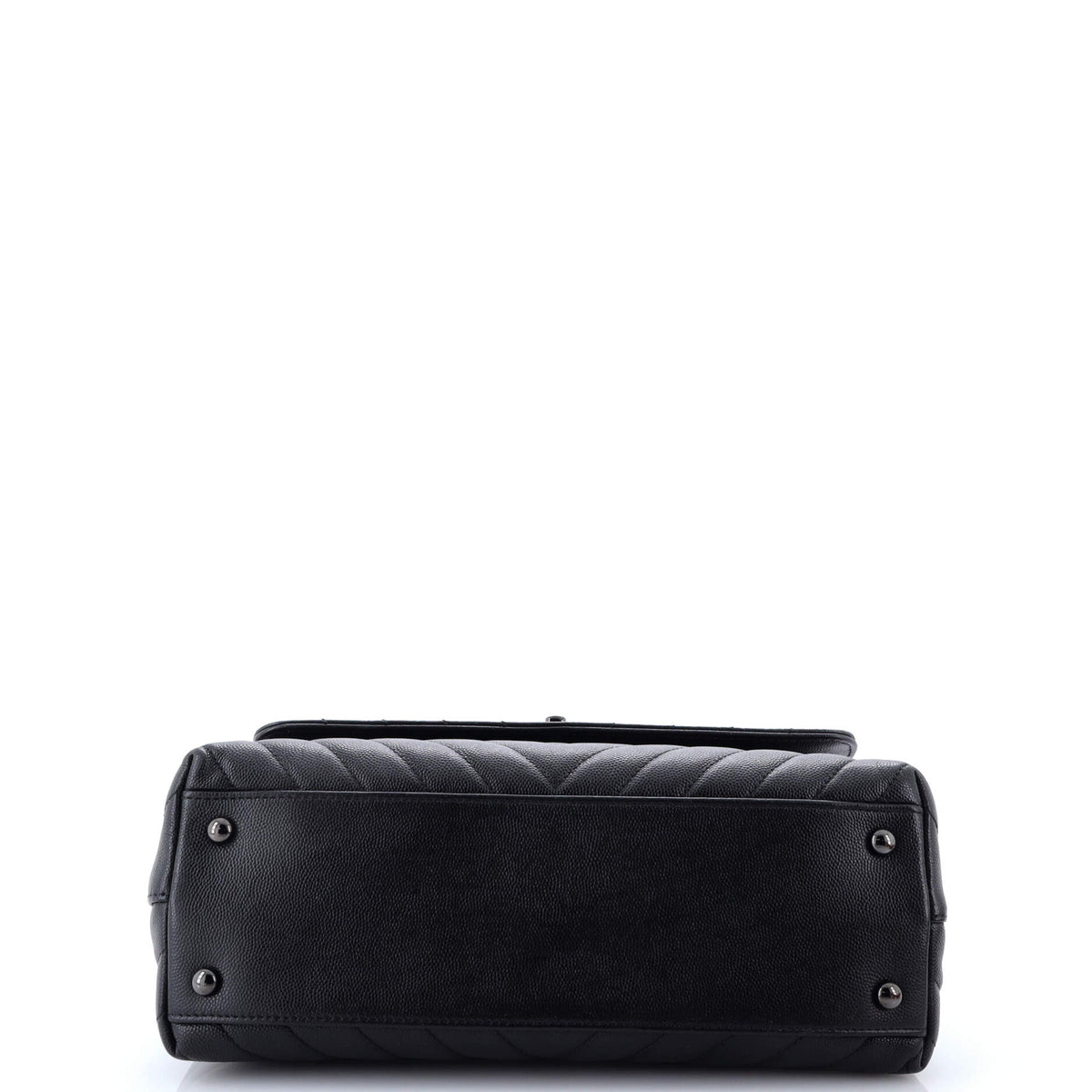 So Black Coco Top Handle Bag Chevron Caviar Small