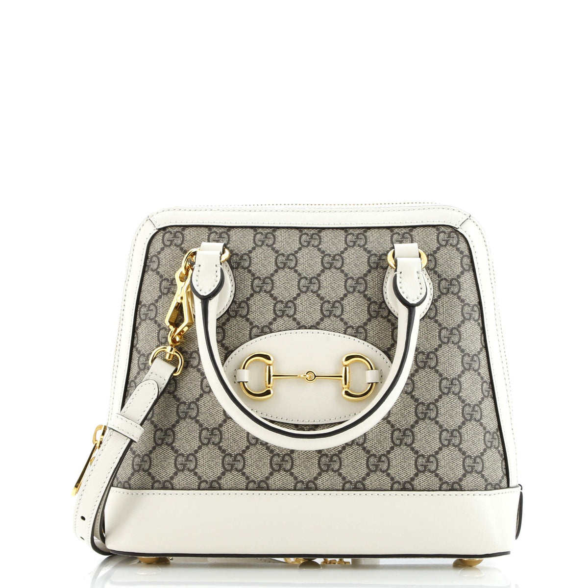 Horsebit 1955 Top Handle Bag GG Coated Canvas with Leather Small