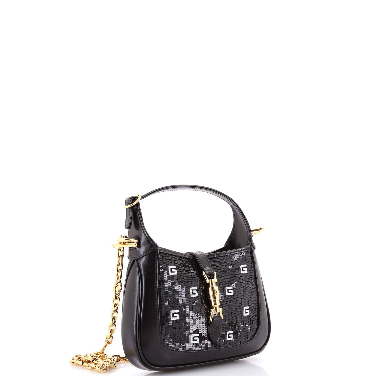 Jackie 1961 Chain Hobo Crystal GG Embellished Fabric with Lizard Mini