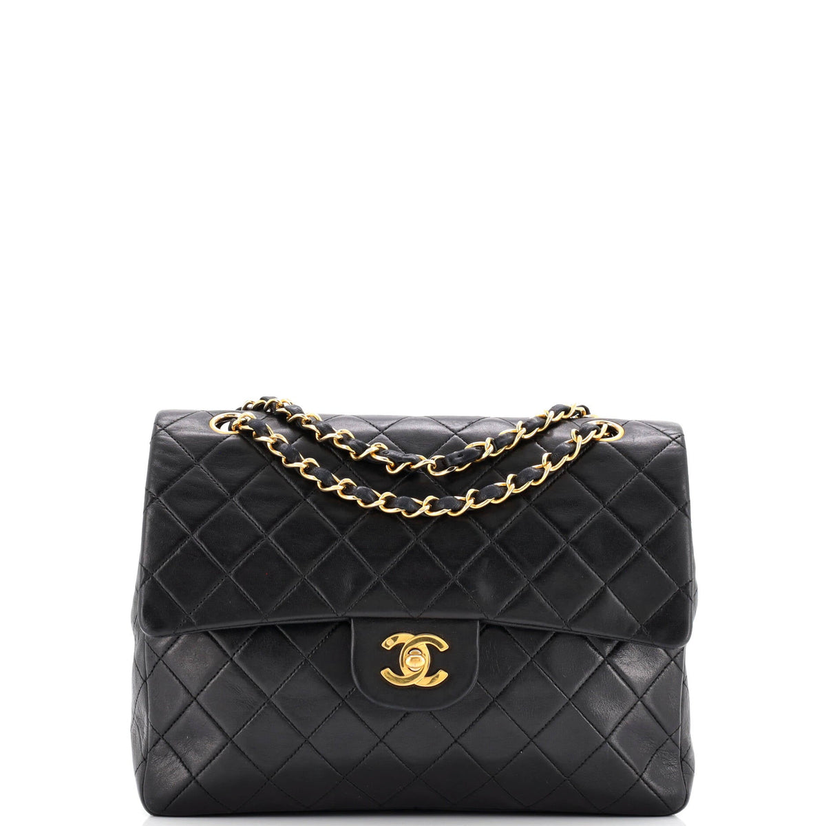 Vintage Square Classic Double Flap Bag Quilted Leather Medium