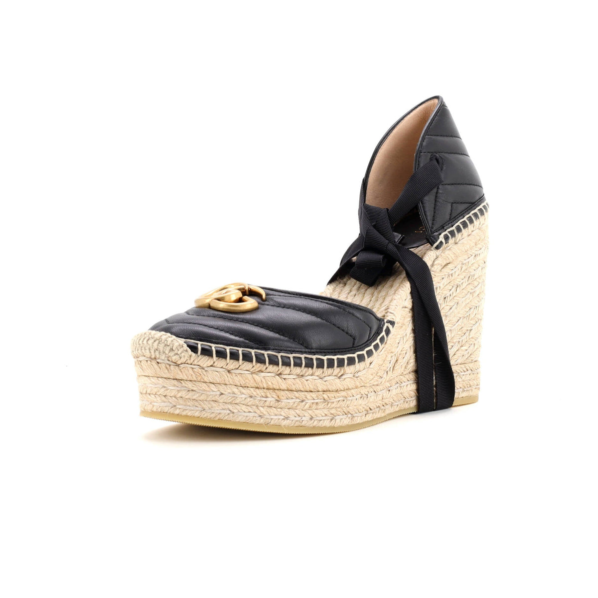 Women's GG Marmont Wedge Espadrilles Matelasse Leather