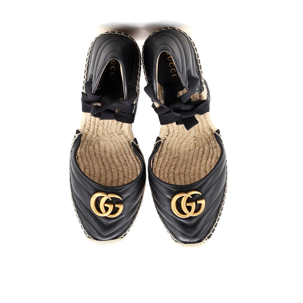 Women's GG Marmont Wedge Espadrilles Matelasse Leather