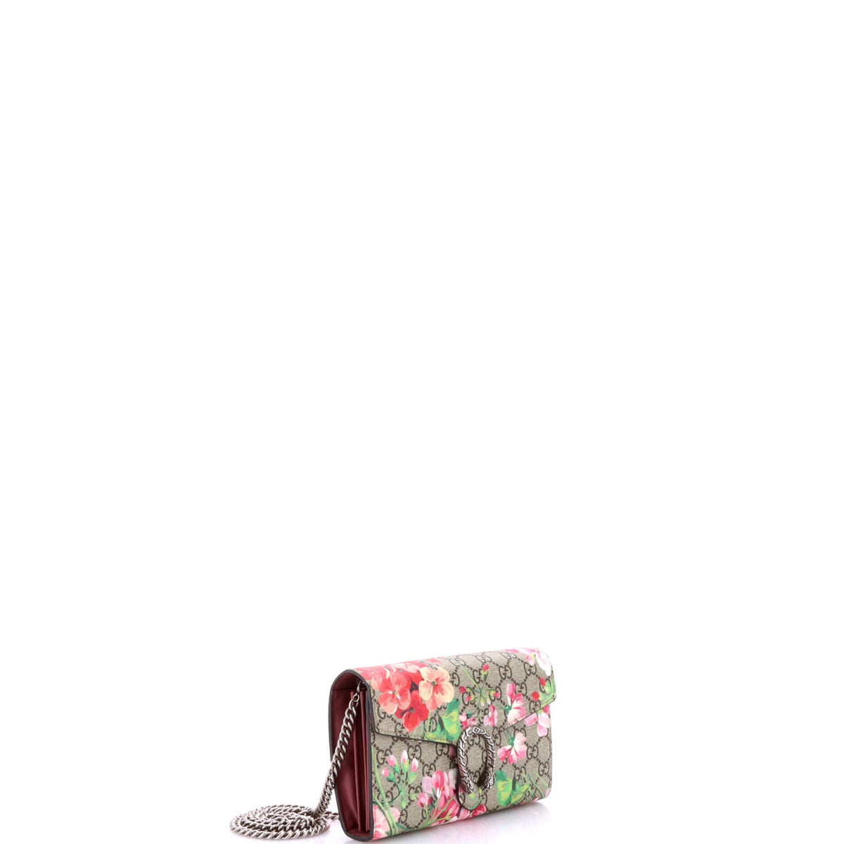 Dionysus Chain Wallet Blooms Print GG Coated Canvas Small