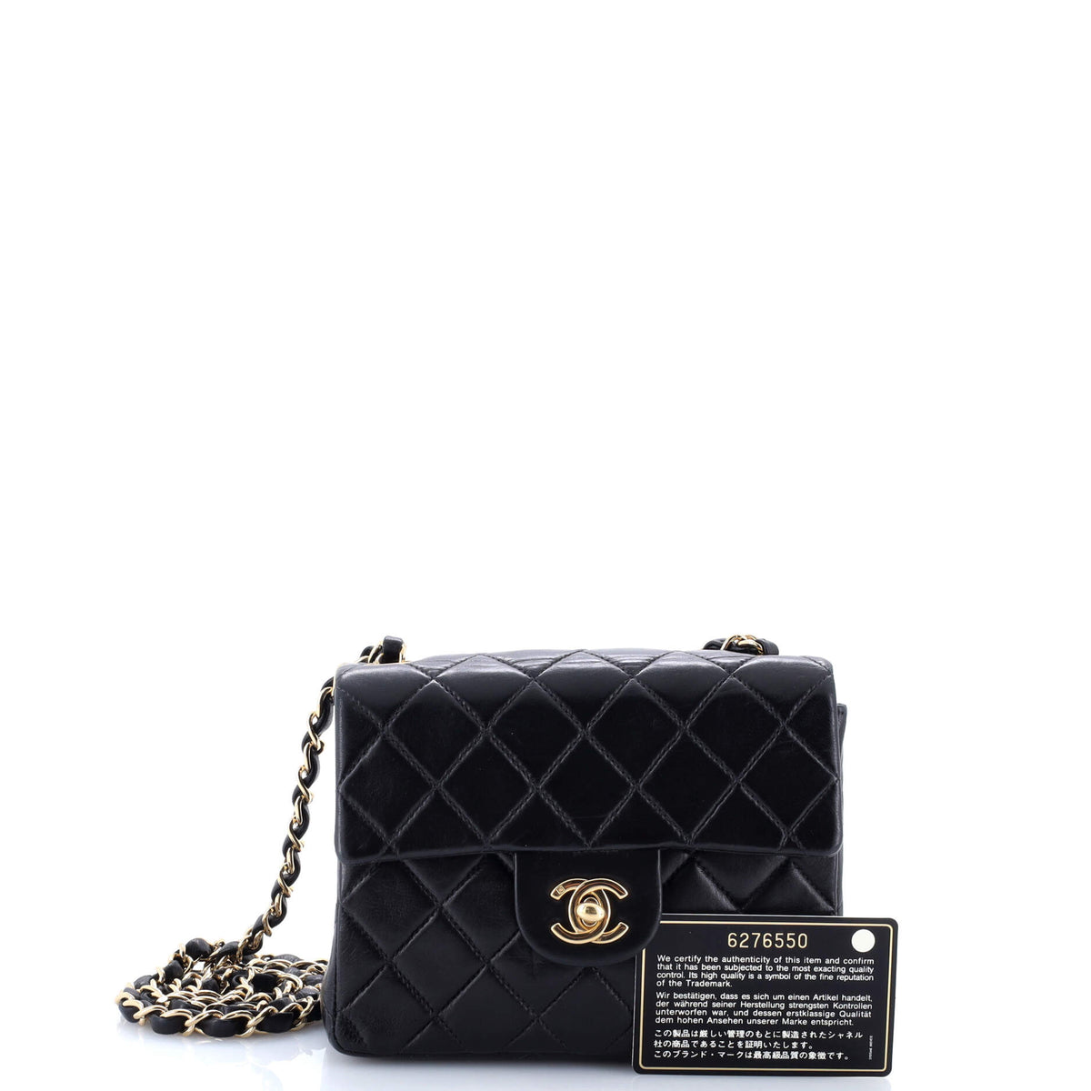 Vintage Square Classic Single Flap Bag Quilted Lambskin Mini