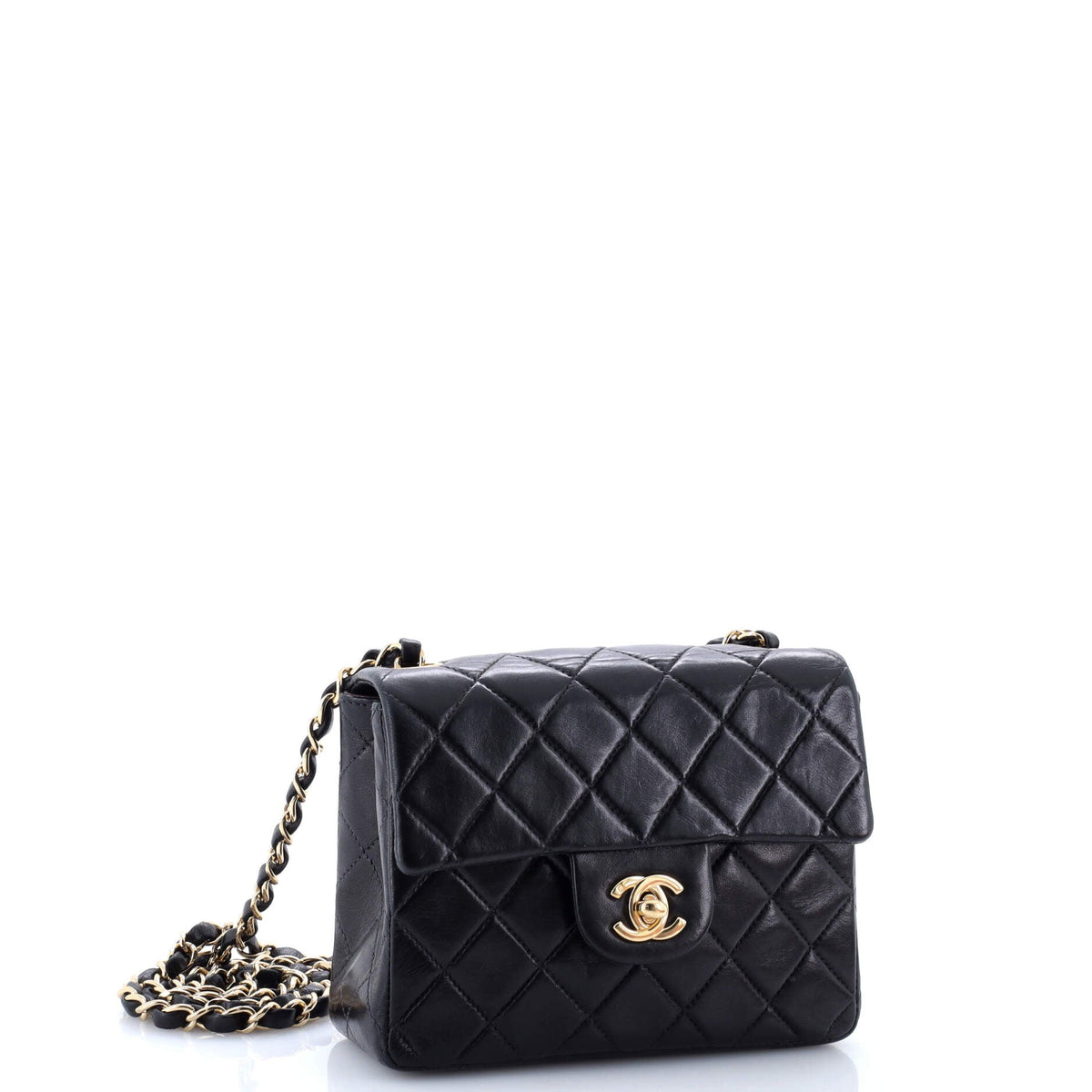 Vintage Square Classic Single Flap Bag Quilted Lambskin Mini